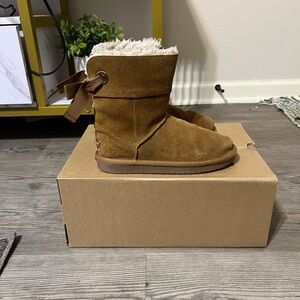 Koolaburra by Ugg Tan Andrah Short Girls Winter Bow Boots